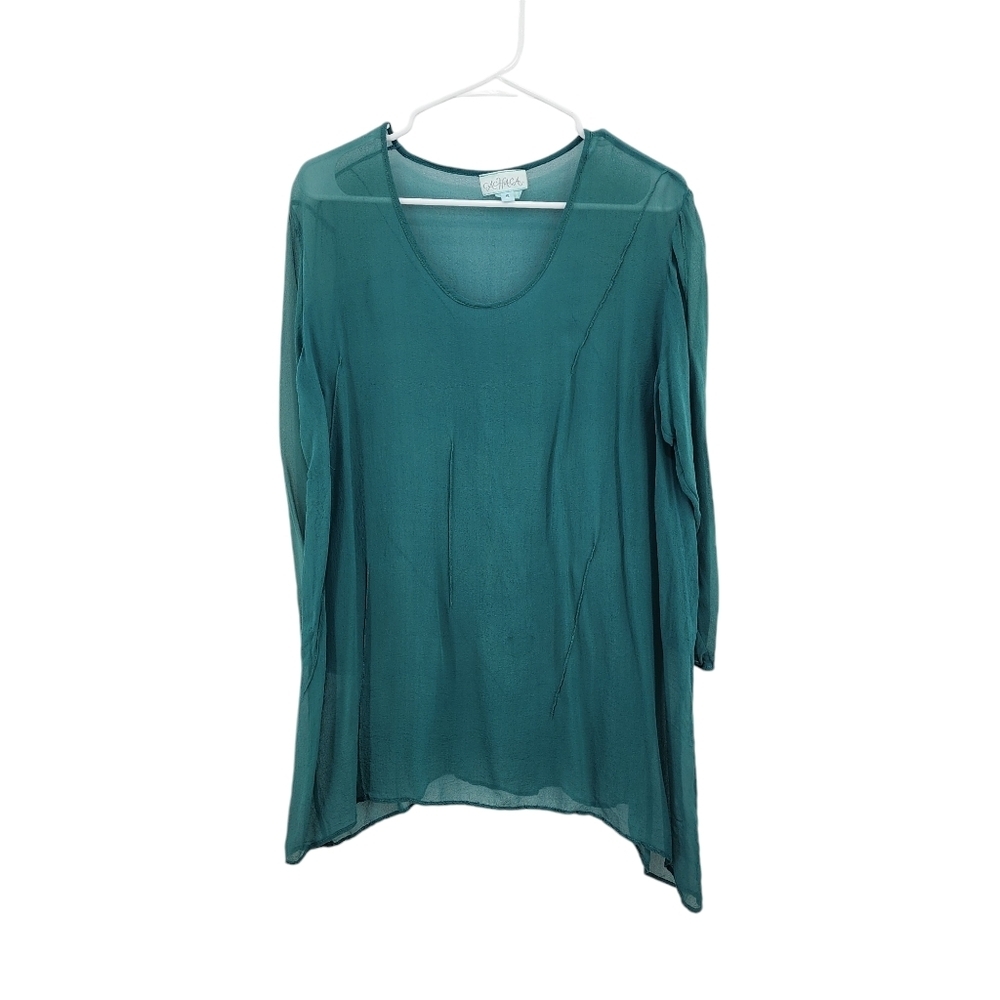 Cachaca Women's 100% Silk Lightweight Peasant Long Sleeves Top - S